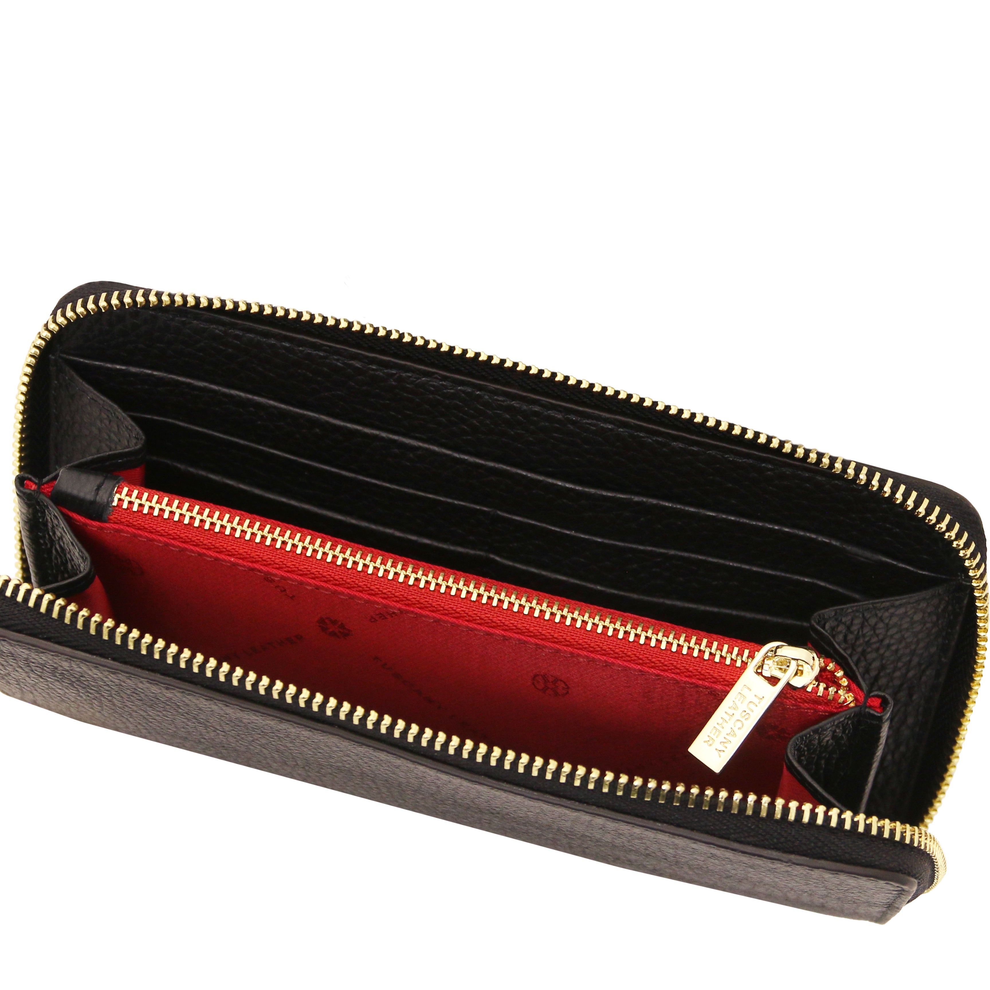 Finansiär Exklusiv läderplånbok med dragkedja runtom