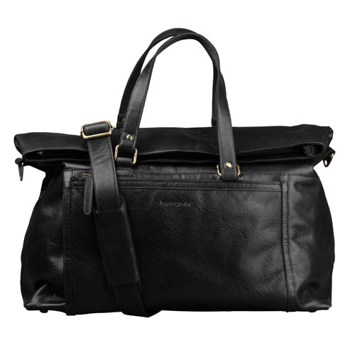 Weekendbag i skinn från NYPD med datorfack 14"