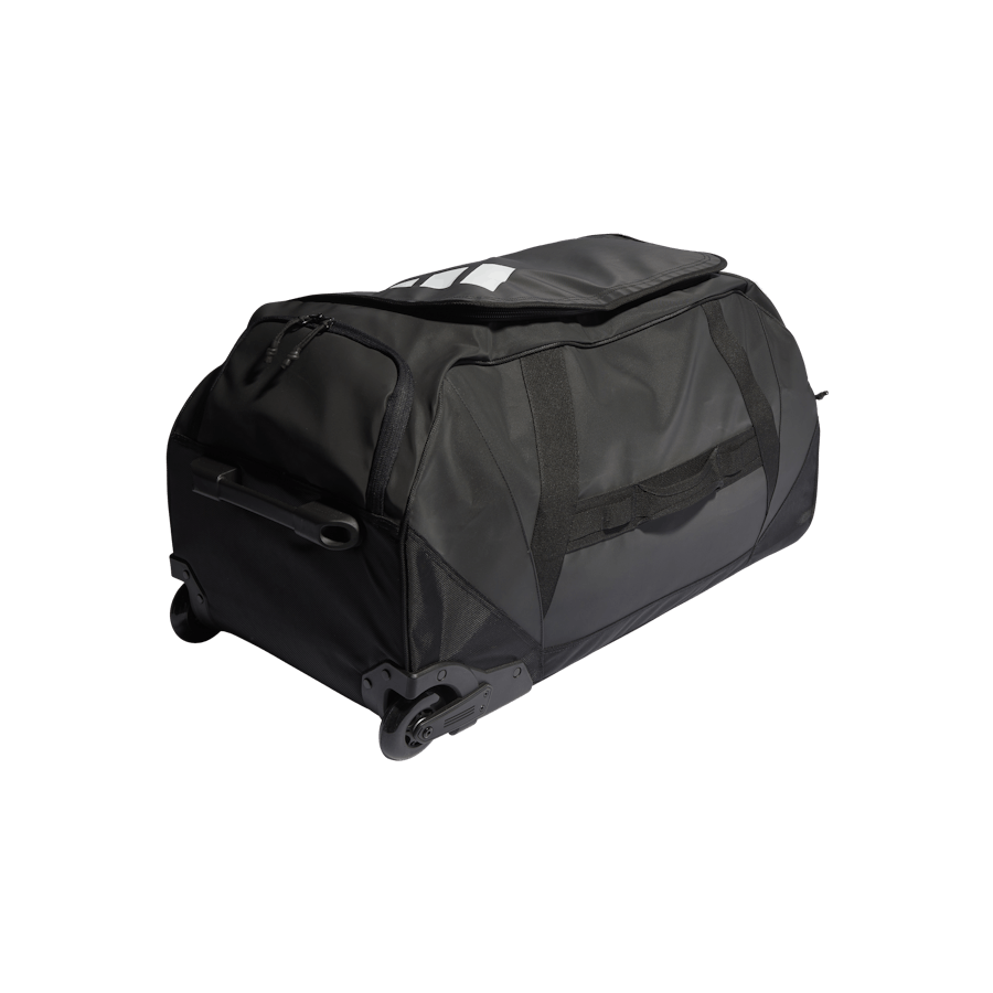 Trolleyväska svart snett framifrån liggandes