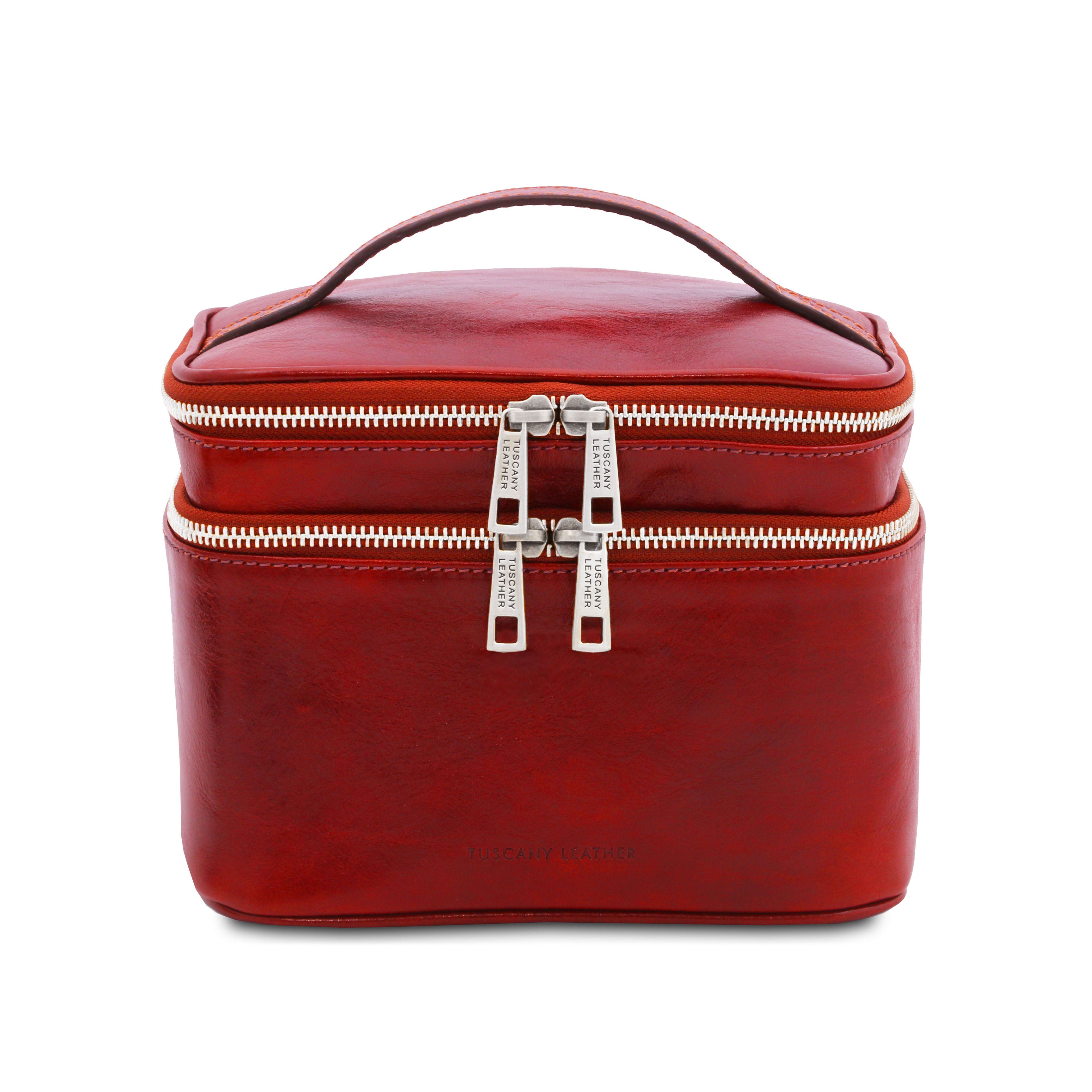 Eliot sminkväska i rött läder – frontvy