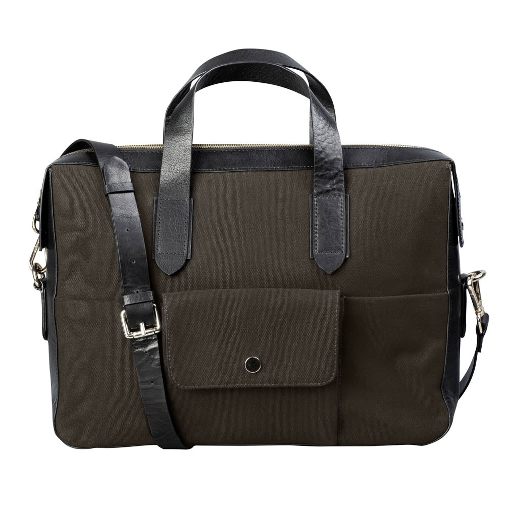 Datorväska i slitstarkt Canvasmaterial och läder