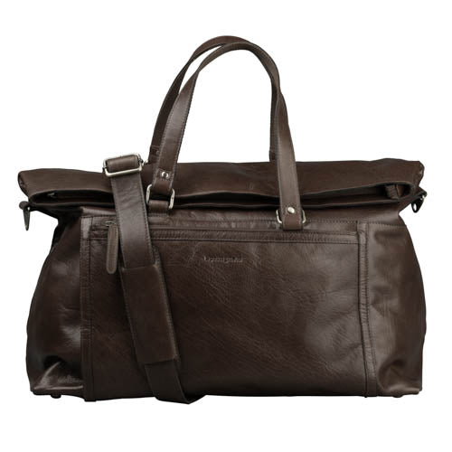 Weekendbag i skinn från NYPD med datorfack 14"