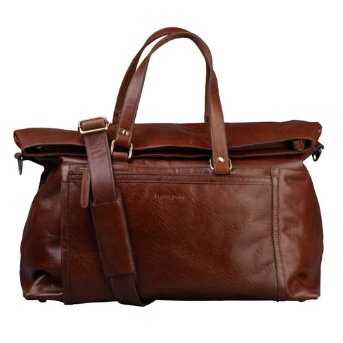 Weekendbag i skinn från NYPD med datorfack 14"