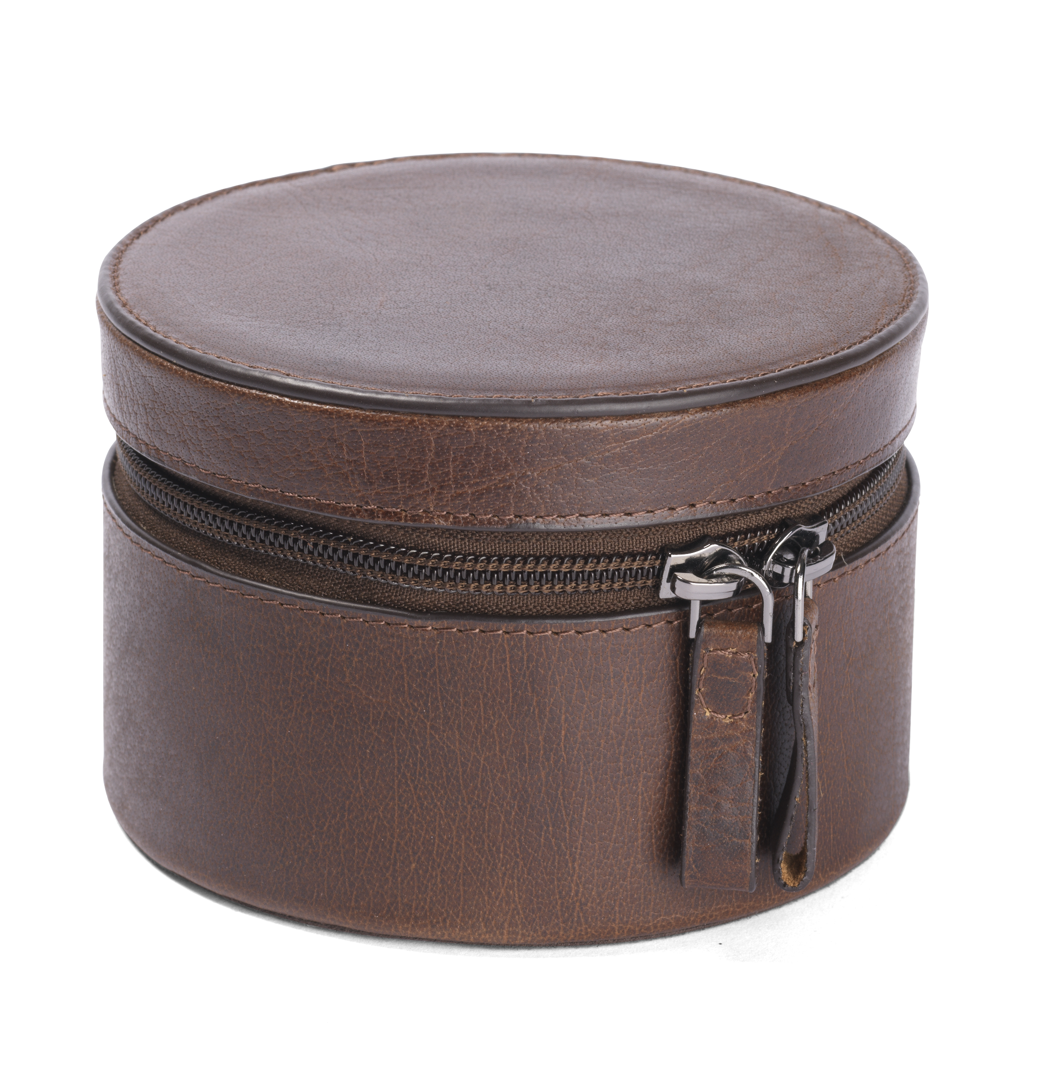 Snapsväska rund i skinn Inklusive glas