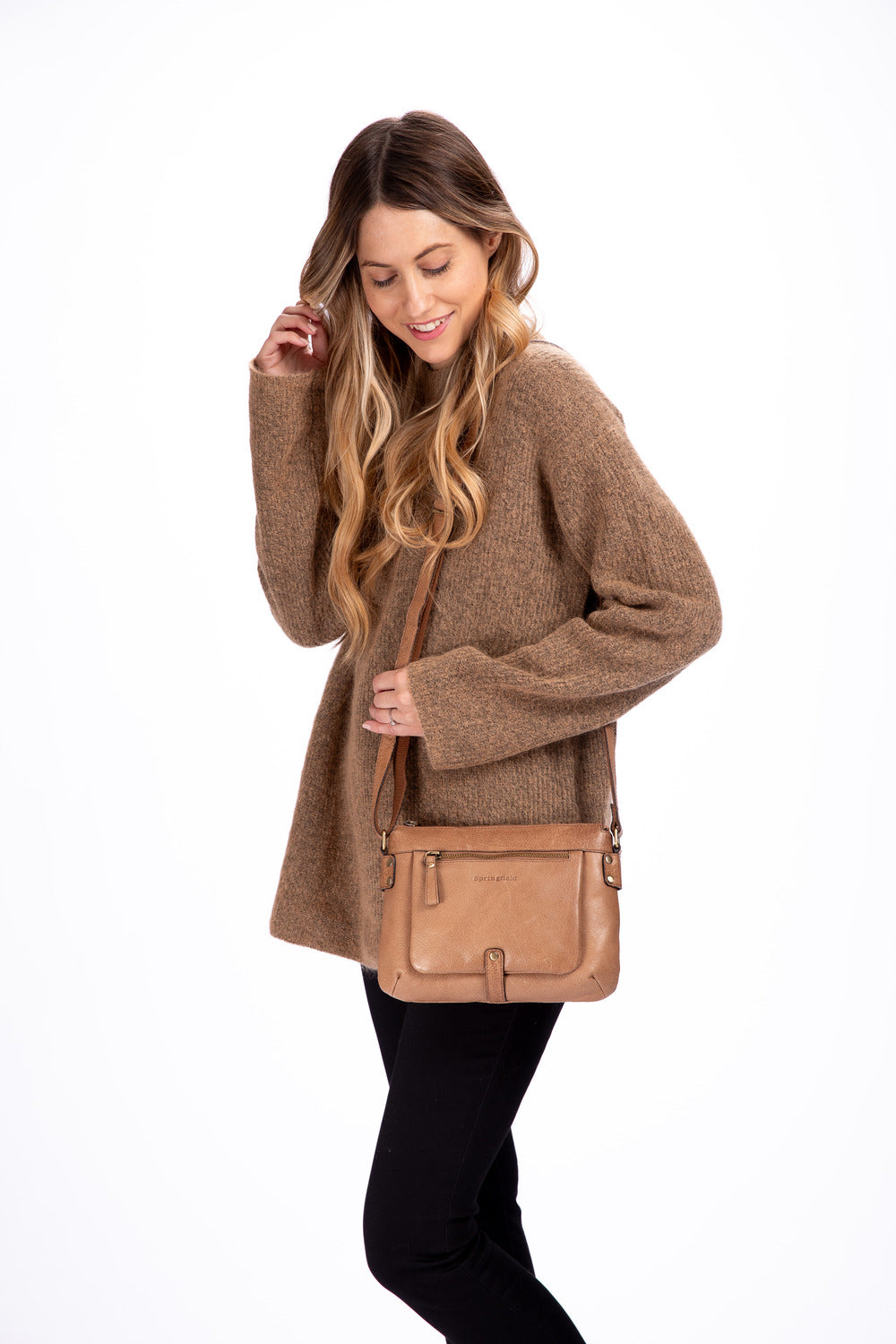 Modern handväska i mjukt Skinn