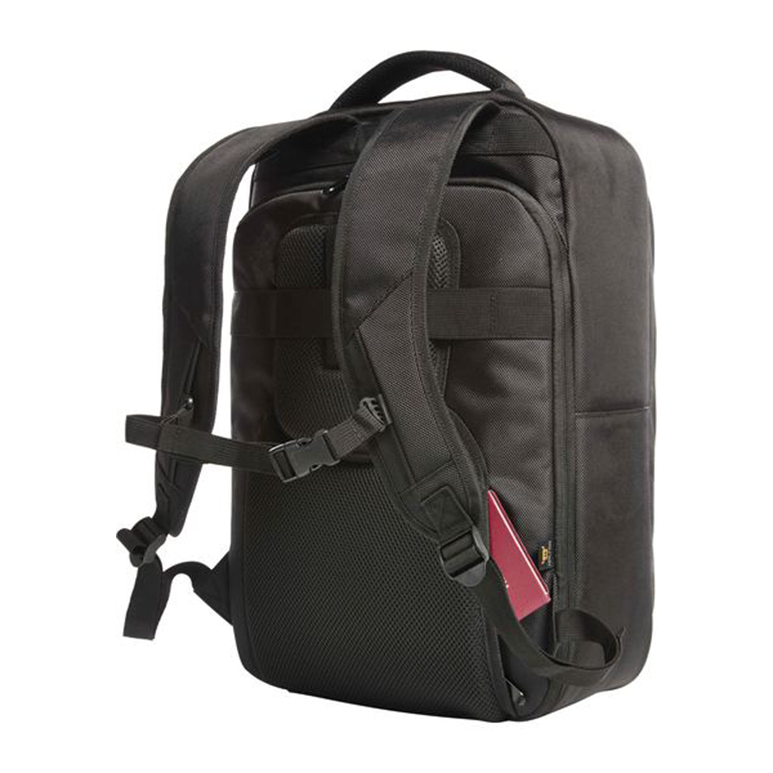 Vadderad ryggpanel med dolt fack och vagnfäste på business-ryggsäck
