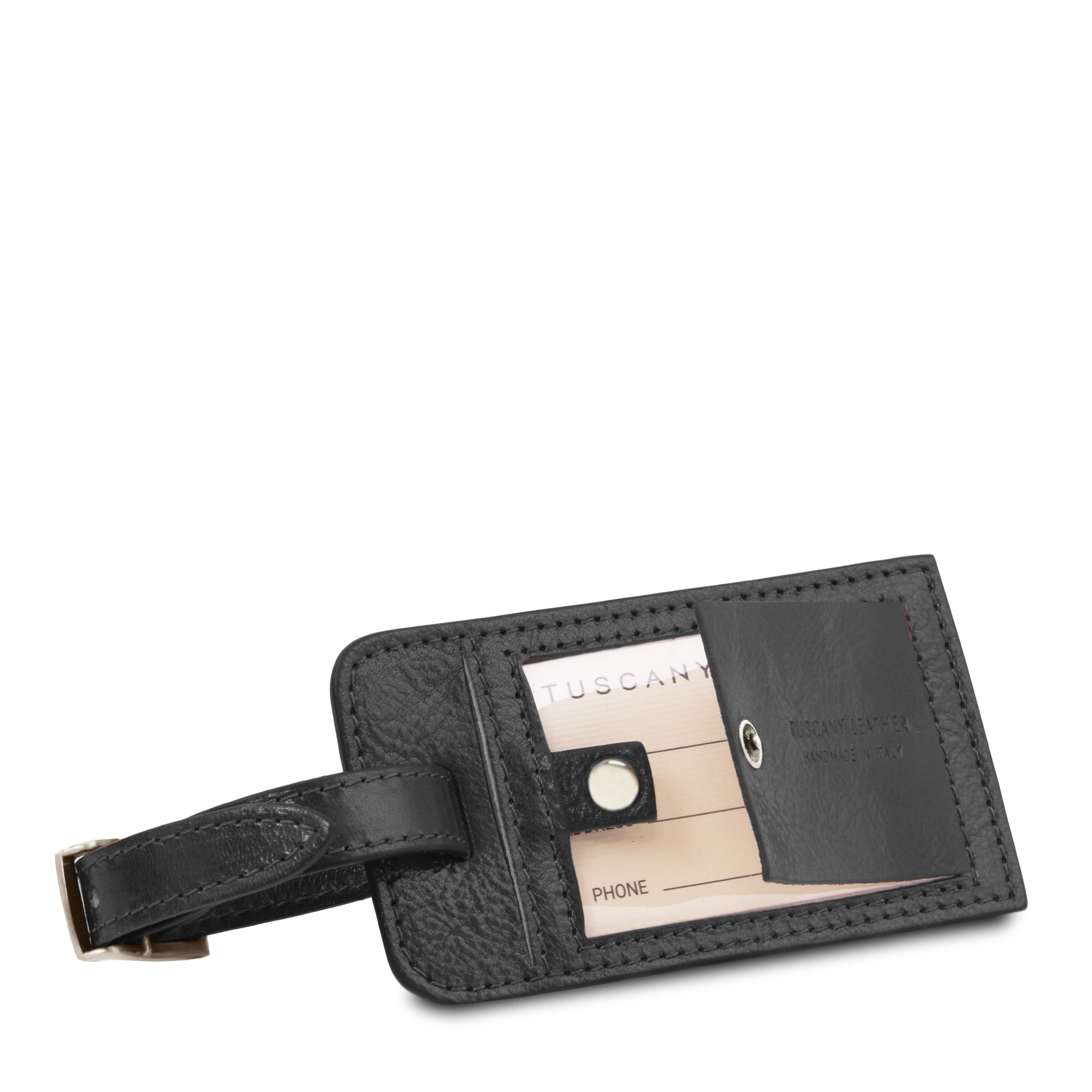 Svart bagagetag i italienskt läder från Tuscany Leather